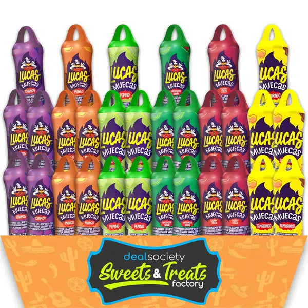 Lucas Muecas Mexican Lollipop with Chili Powder Candy 30 Count Variety Pack Lucas